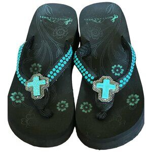"Southwest- Style" Turquoise Never Worn Flip Flops Size 6